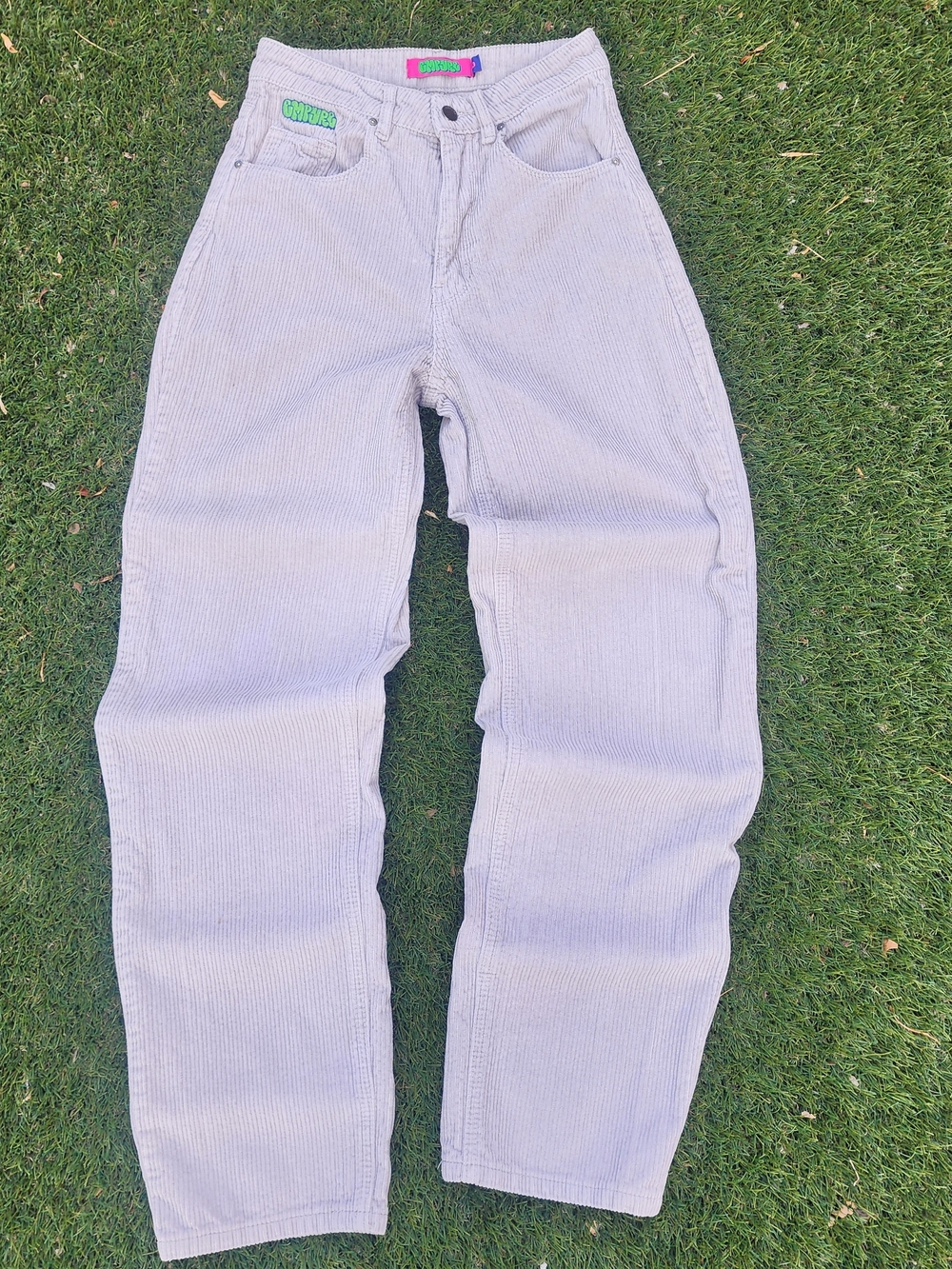 Empyre Tori 90's Gray Corduroy Skate Skater Relax/Loose Pants, Womens Sz 0